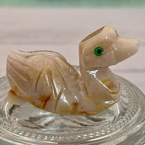 Soapstone Duck Miniature Figurine Carving Crystal Healing Animal Pocket Pet 1.5"